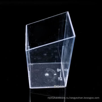 Кубок пластмассовой кубической наклонной чашки 3 унции